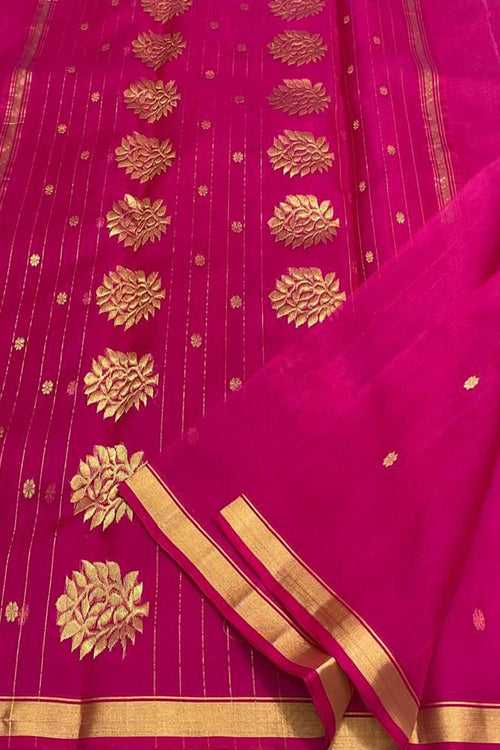 Beautiful Pink Chanderi Handloom Silk Saree