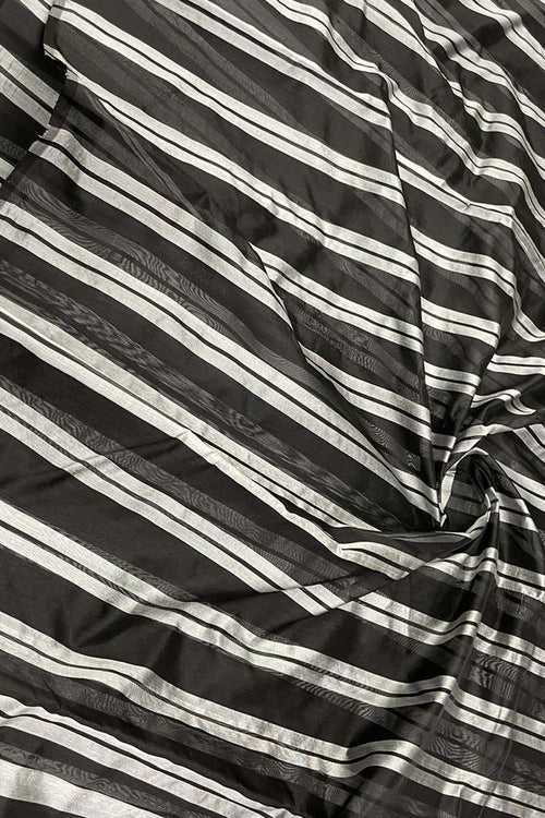 Elegant Black & White Chanderi Silk Saree