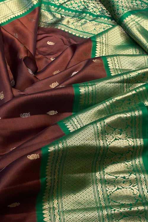 Maroon Gadwal Handloom Pure Silk Saree