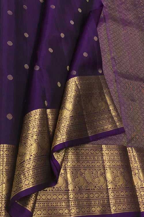 Exquisite Purple Handloom Kanjeevaram Silk Saree