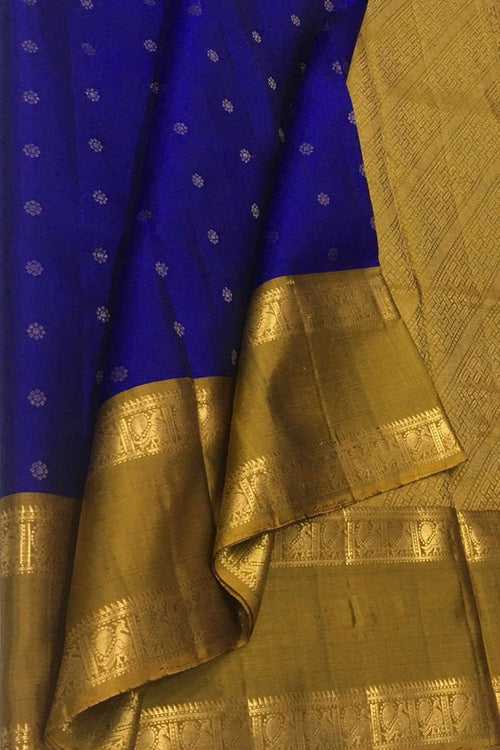 Blue Handloom Kanjeevaram Silk Saree: Pure Elegance