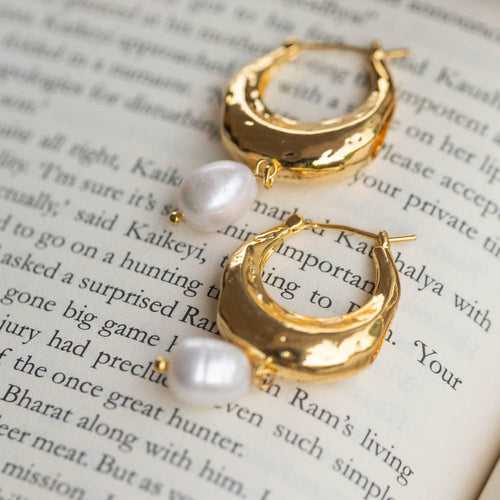 Golden Hoop and Pearl drop