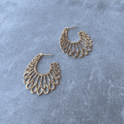 Honeycomb Half Hoop Gold Coted