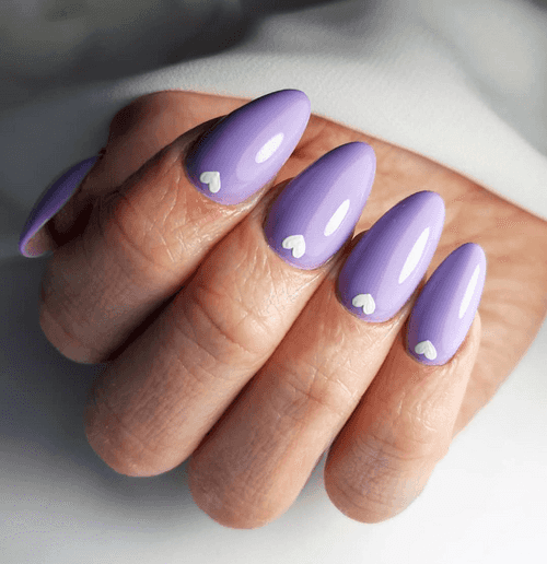 Glossy Lavender Hearts Press on Fake Nails // tns878