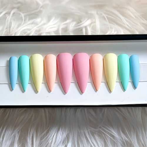 Matte Colorful Plain Pastels Press on Fake Nails // tns923