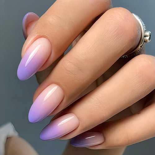 Glossy Purple Ombre Artificial Press on Fake Nails Set- RTS (Pack of 24 nails)