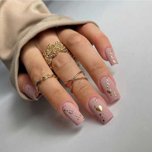 Matte Nude Chrome Hearts Press on Fake Artificial Nails / tns815