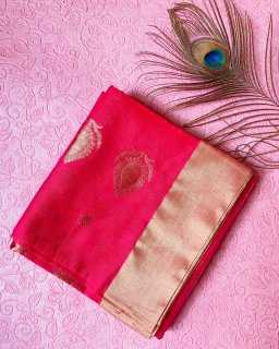 Blood Red Chanderi Saree: Exquisite Handloom Elegance by Kaushika Sarees