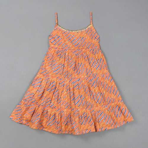 Peach Leheriya Dress by Style Triggers - Kids Traditional Wear