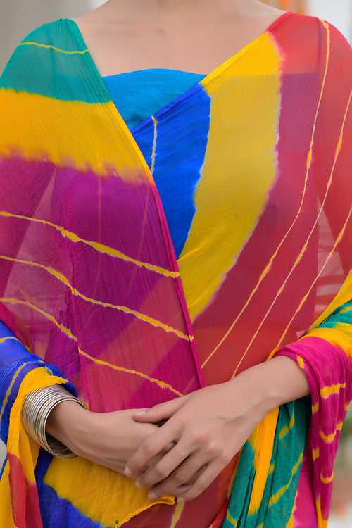 Multicolor Leheriya Chiffon Saree - Ethnic Elegance by Style Triggers
