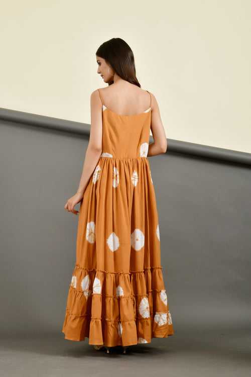 Sunny Sophistication: Mustard Shibori Dress by Style Triggers