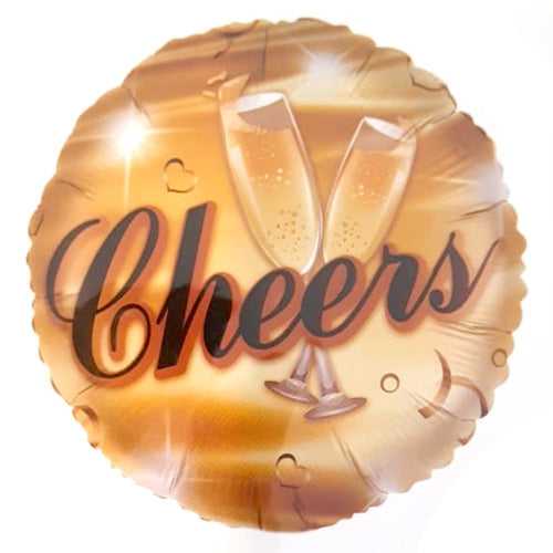 18" Happy Birthday Cheers Gold Foil Balloon - Helium Inflated