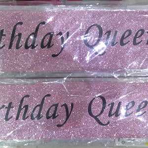 Birthday Queen Pink Glitter Party Sash