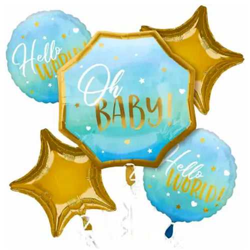 Oh Baby 5-in-1 Boy Arrival Foil Balloons Set
