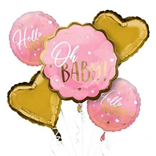 Oh Baby 5-in-1 Girl Arrival Foil Balloons Set
