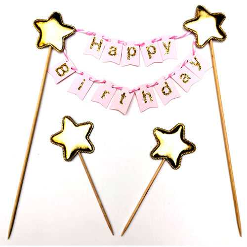 Star Cake topper with happy birthday buntings
