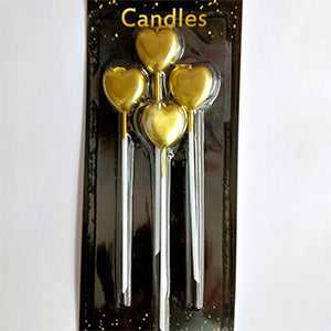 Heart Shaped Cake Candles 4 Pcs - Assorted Candles
