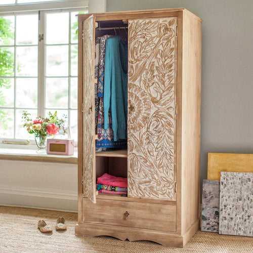 Wardrobe ( Wooden )  — Dahlia Carved
