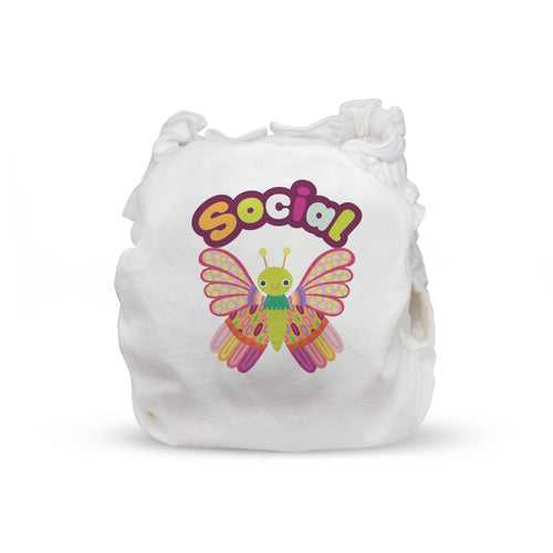 "Social Butterfly" Cloth Diaper Cover with 30 Disposable Nappy Pads