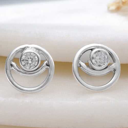 92.5 Silver White Spiral Stud Earrings
