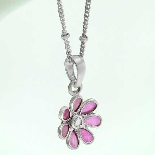 92.5 Silver Red Hydro Flower Necklace