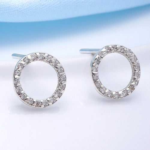 92.5 Silver Zircon Ring Stud Earrings