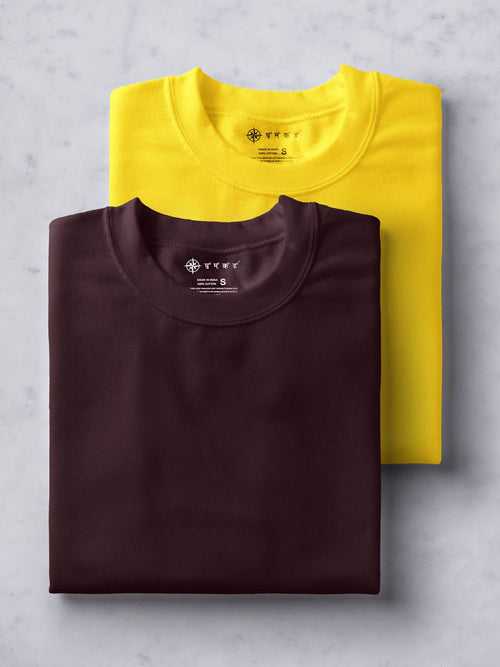 Yellow & Brown T shirt Combo