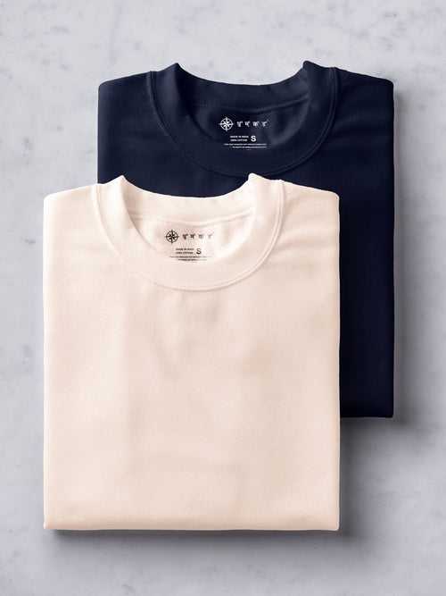 Muted Peach & Midnight Blue T shirt Combo