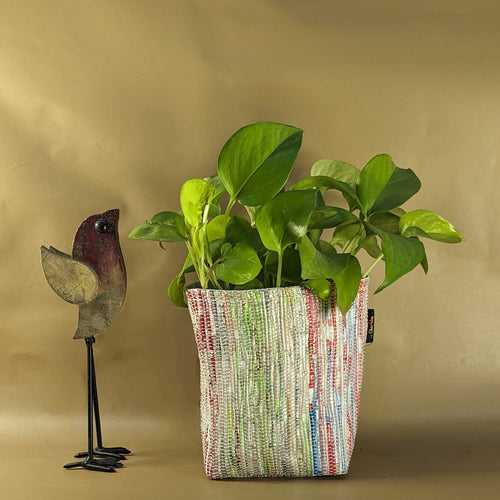 Multicolored Handwoven Upcycled Small Grow Pot (GPS0524-008) PS_W