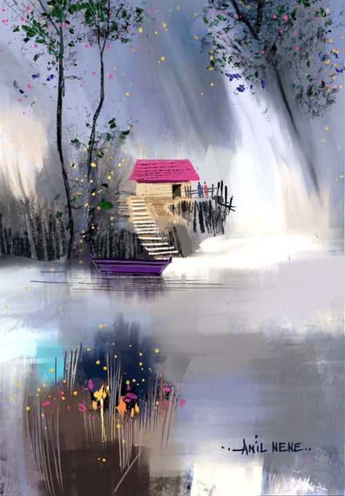 Dream House 2 Digital Painting For Sale