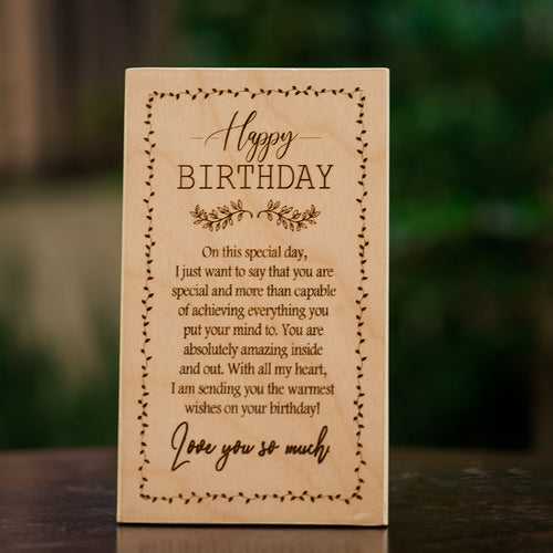 Wooden Engraved Birthday Card