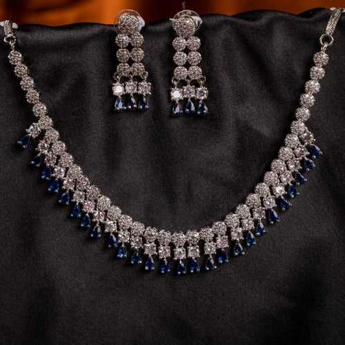 Lovable Rain Drop Blue Necklace Set