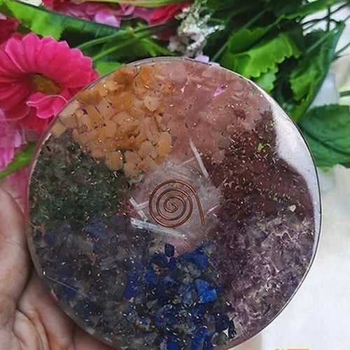 7 Chakra Orgone Healing Handmade Coasters for Drinks Bringing Growth and Stability in Life - Set Of 2