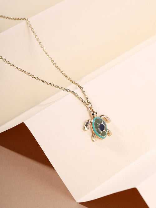 Priyaasi Blue Tortoise Pendant Fashion Necklace