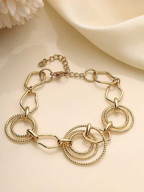 Prita Circle Links Chain Gold Plated Bracelet