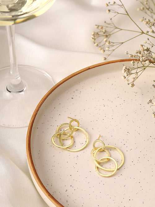 Priyaasi Gold Plated Matte Circles Earrings
