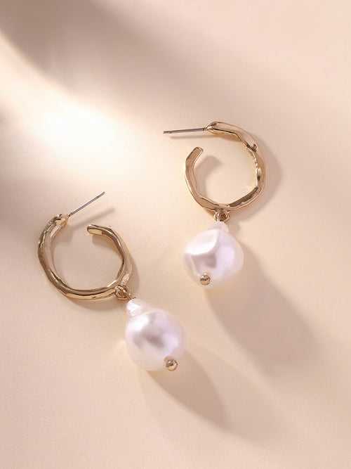 Priyaasi Pearl Gold Plated Drop Earrings