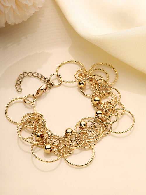 Prita Circles Linked Chain Gold Plated Bracled