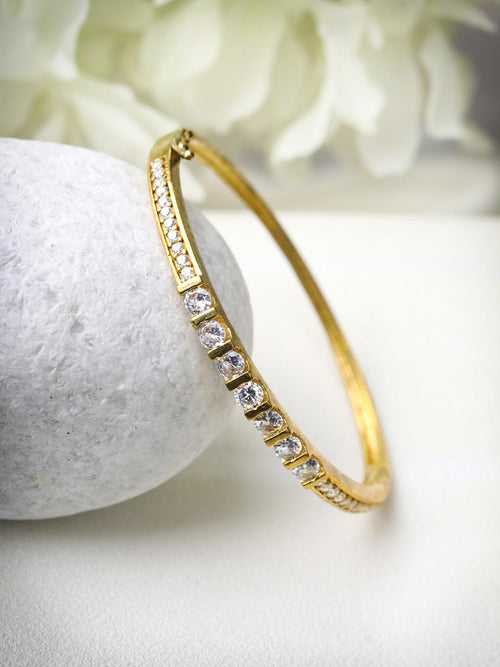 American Diamond Gold Plated Bangle Style Bracelet