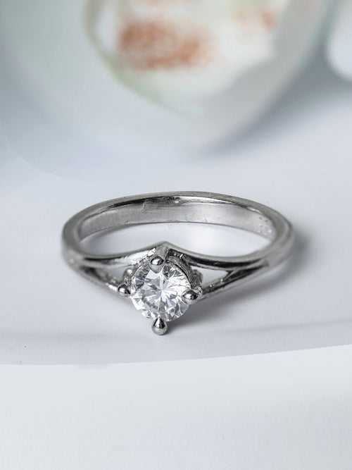 Timeless Solitaire Sterling Silver Ring