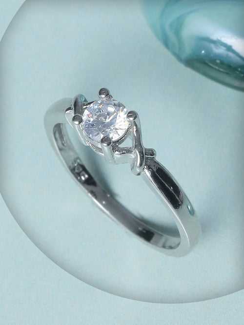 Lustre Solitaire Sterling Silver Cubic Zirconia Ring