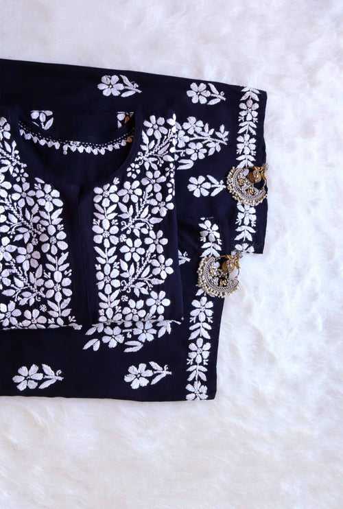 Amaara Navy Blue Rayon Kurta Pant set