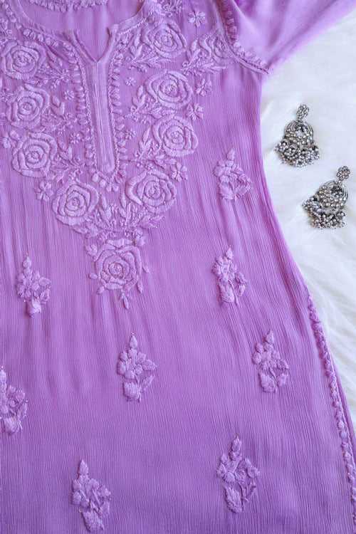 Hoor Lavender Pure Chiffon Kurta