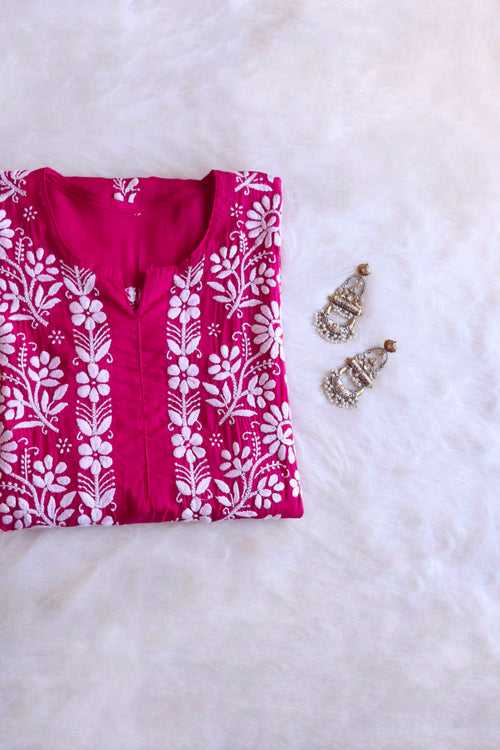 Sufiyah Deep Pink Long Modal Kurta