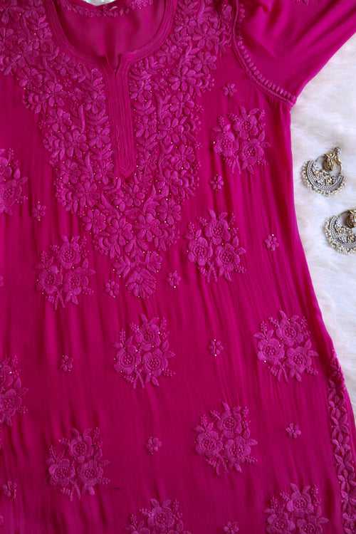 Hoor Deep Pink Viscose Georgette kurta