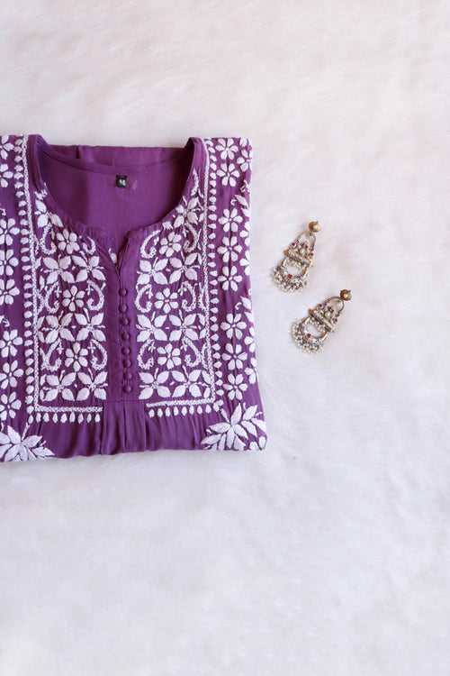 Maahi Dusty Purple Long Rayon Kurta