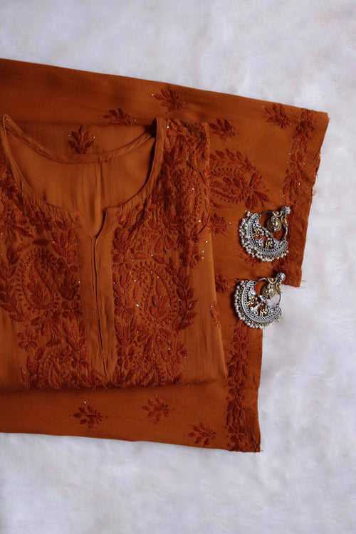 Golden Brown 2 piece Rayon Mukaish set