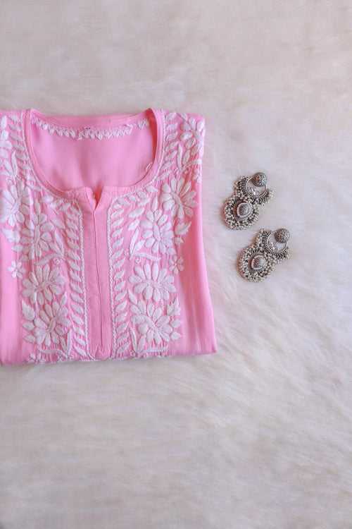 Aayat Pastel Pink Long Rayon kurta