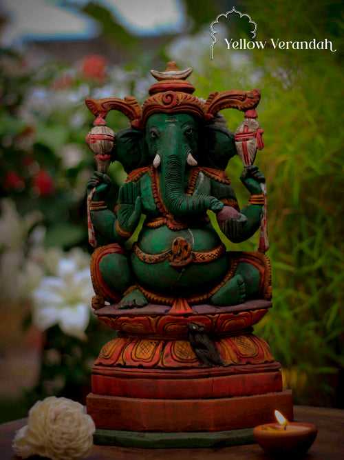 Wooden Ganesha Sculpture