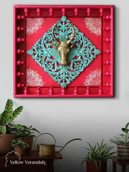 Wall Carving Frame - Brass Nandi